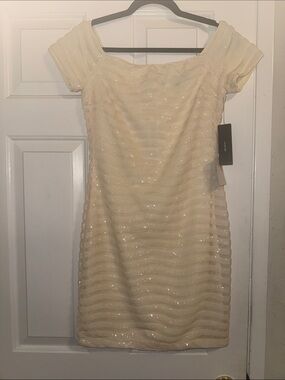 Lulu's Cream Sequin Mini Dress